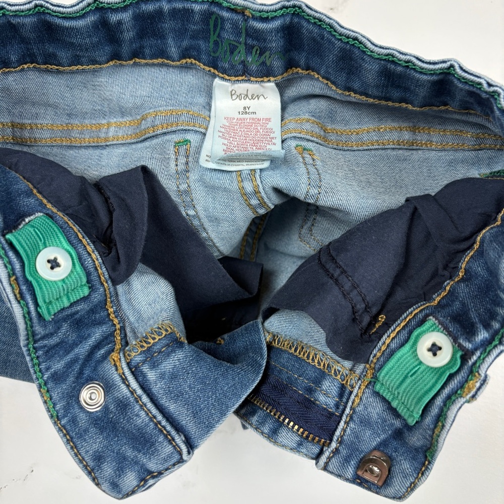 BODEN | Kids Unisex Adventure-flex Blue 4-Way Stretch Cotton Denim Shorts Sz 8Y - Picture 5 of 10